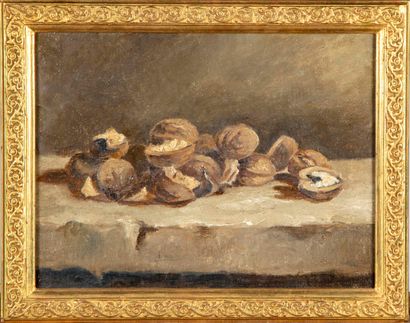 Ecole française XXè FRENCH SCHOOL early 20th century 
Still life with nuts 
Oil on...