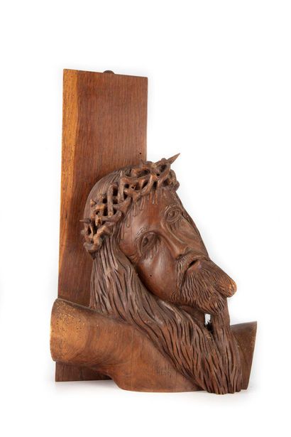 HENRY Maurice HENRY (1907-1984)

Carved oak piece representing the head of Christ...