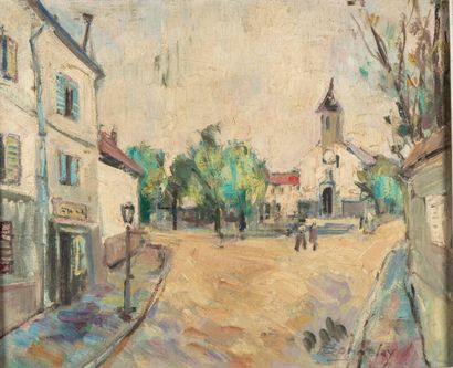 ECOLE FRANCAISE 20th century FRENCH SCHOOL

The village square

Oil on canvas

Signed...