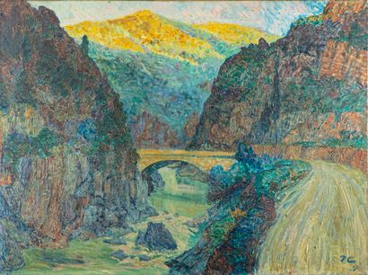 Paul Cirou Paul CIROU (1869-1951) 
The bridge of the Ténes gorges - Algeria 
Oil...
