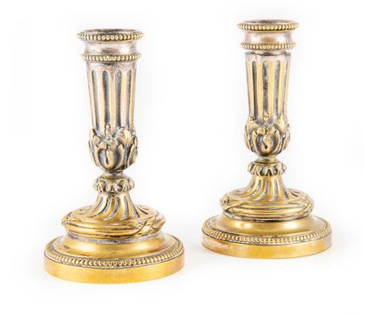 Pair of gilt bronze and silver plated toilet...