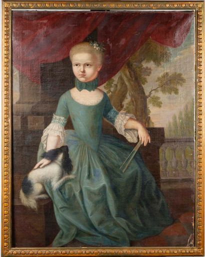 Ecole allemande XVIIIe 18th century GERMAN SCHOOL 
Young girl and her dog, sitting...