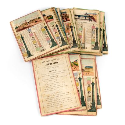 JUNIN Rare jeu de loto "Les trois colonnes" - Vers 1850

Se compose de 23 cartons...