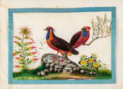 YOEEQUA [China]. YOEEQUA. Album of 12 paintings on rice paper. Guangzhou, ca. 1835....