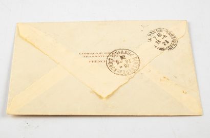 BERTHELOT Cover 1928 postal seaplane, stamp overprinted' 10 Fr Berthelot red