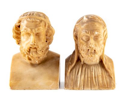 null Bust of Homer and Michelangelo in alabaster. 

19th century

H. 14,5 cm 

(Small...