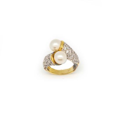 null You and me vermeil ring with two pearls and white stones

TDD : 52