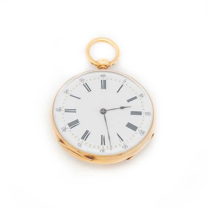 Yellow gold pocket watch, enamelled dial...