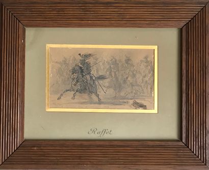RAFFET Auguste RAFFET (1804-1860)

Charge de hussards

Encre, crayon sur papier brun

Signé...