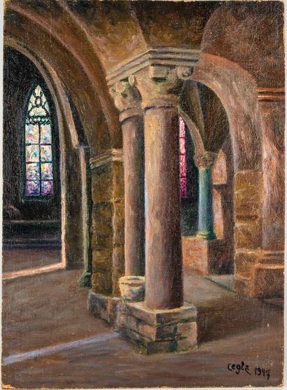 CEGLA Wladyslaw CEGLA (1907-2012)

Intérieur d'église 

Huile sur toile contrecollé...