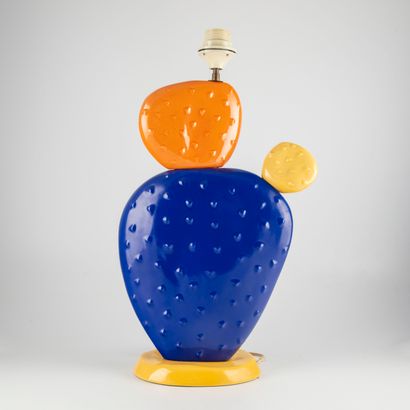 CHATAIN Lampe en céramique émaillée orange, jaune et bleu formant un cactus

François...