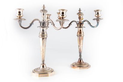 null A pair of three arms silver plated bronze torches

H. 34 cm