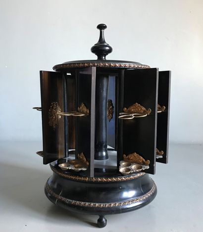null Cigar display stand in the form of a kiosk with system openings, in blackened...