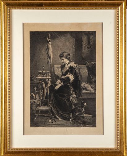 null Sandor VON LIEZEN - MAYER ( 1839 - 1898 ) d'après 

Femme au rouet

Gravure...