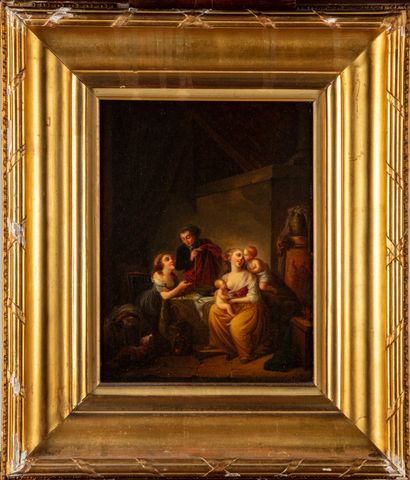 LAUZIER Adèle LAUZIER (XIXe) 

Scène d'intérieur d'après Greuze

Huile sur toile...