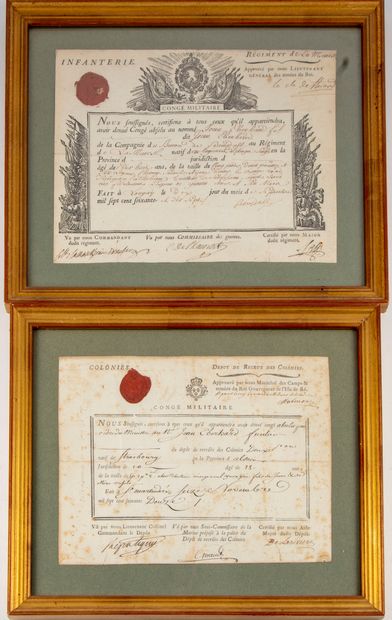 null Set of military documents including military leaves from 1772, 1777 and Year...