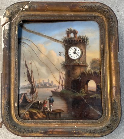 null Tableau-Horloge à décor de pêcheurs 

XIXème siècle

59x52cm

Accidents