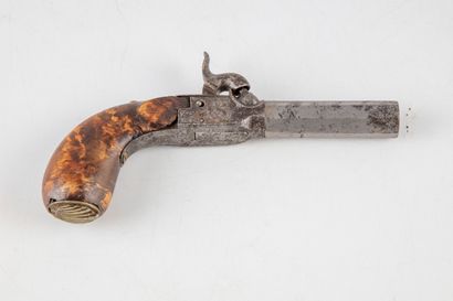 null Pistol with burl wood stock

L. : 16,5 cm