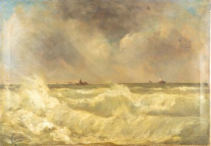 null FRENCH SCHOOL of the XXth century

Marine landscape, agitated sea

Oil on canvas,...