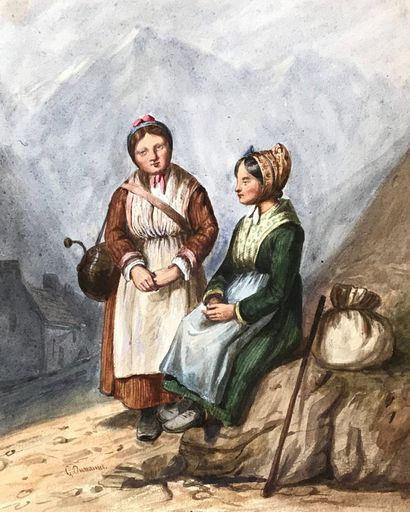 DURMANET G. DUMARNET - XIXe

Jeunes filles de la montagne

Dessin à l'aquarelle (...