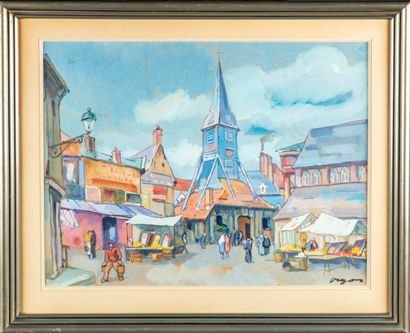 VIGON Louis-Jacques VIGON (1897-1985)

La place du marché à Honfleur, l'église Ste...