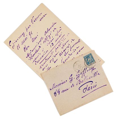 Monet Claude MONET (1840-1926). Lettre autographe signée, à [Gustave Geffroy]. Giverny,...