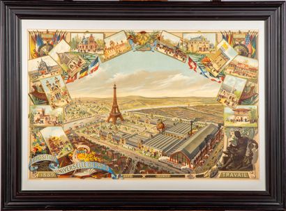 null Vue panoramique de l'Exposition Universelle de 1889 PAX- Arts -Sciences - Travail...