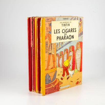 null Lot de huit bandes dessinées Tintins dont : 

Les cigares du Pharaon, Objectif...