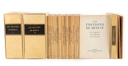 null Éditions de Minuit. Réunion de 19 volumes in-12 brochés, sous 3 emboîtages modernes....