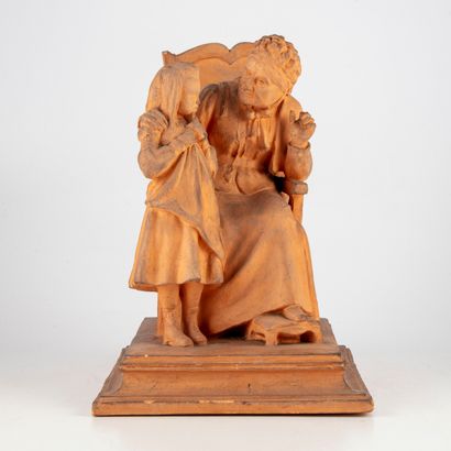 null Terracotta sculpture of a grandmother and her granddaughter

Signed Jan 

Height:...