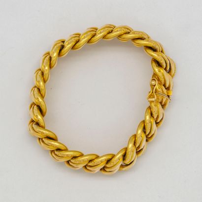 null Flat bracelet with articulated links in yellow gold

Weight : 41 g.