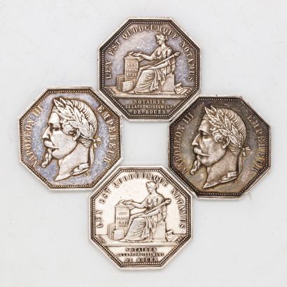 Four Napoleon III silver attendance toke...