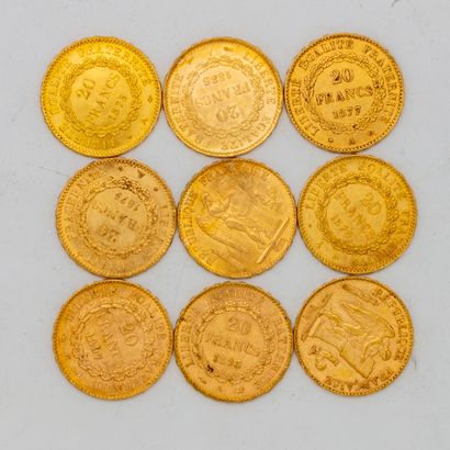 9 x 20 francs gold Republic