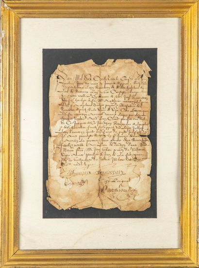 null Feuillet manuscrit daté 1635

26x18cm

Accidents et taches.