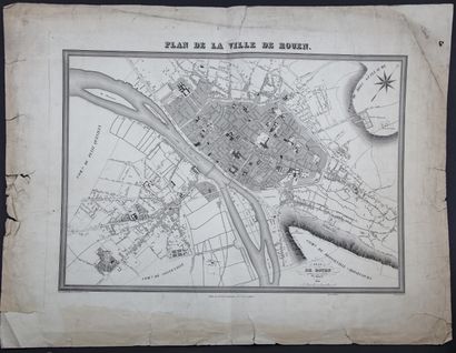 null Lot de 4 cartes : 

a) Plan d' Alençon dessiné par Godard, libraire rue aux...