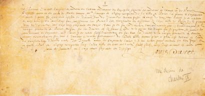 null DURET (Louis), médecin, (1527-1586).

Pièce signée sur parchemin, 11,5 x 24,5...