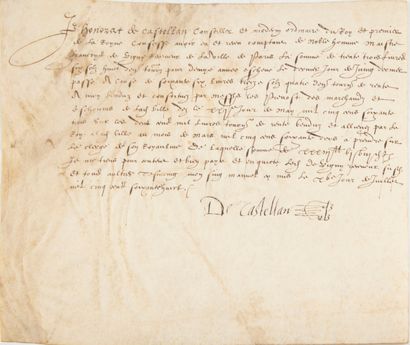 null CASTELLAN (Honoré), médecin, mort en 1569.



Pièce signée sur parchemin, 16,5...