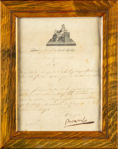 null BONAPARTE (Napoléon).

Pièce manuscrite signée « Bonaparte ». Lyon, 7 pluviôse...