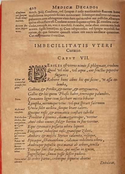 null DU PORT (François). Medica decas, eiusdem authoris in Singula librorum capita...