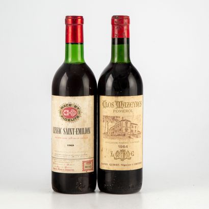 2 bouteilles : 1 LUSSAC SAINT-EMILION 1969...