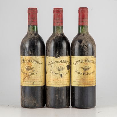 null 3 bottles CLOS DU MARQUIS 1988 Saint Jullien

Very damaged labels, very stained,...