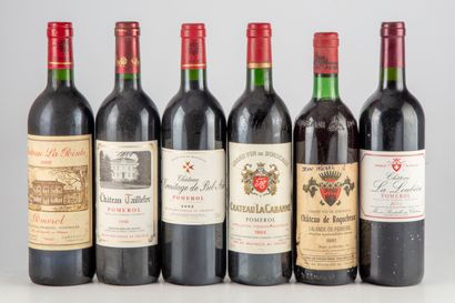 null 6 bouteilles dont : 1 CHATEAU LA POINTE 1995 Pomerol, 1 CHATEAU TAILLEFER 1998...