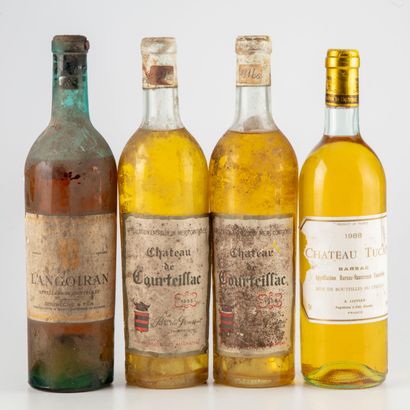 null 4 bouteilles : 2 CHÂTEAU DE COURTEILLAC 1955 Entre deux mers, 1 LANGIORAN Doumeche...