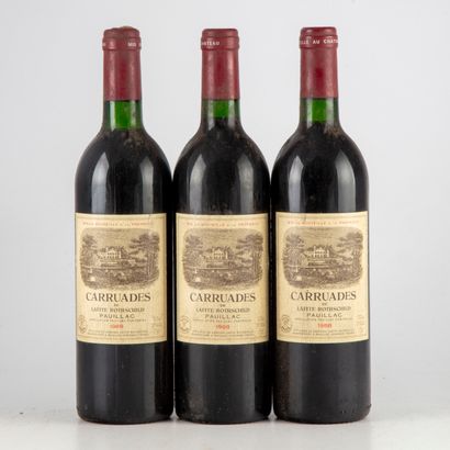 null 3 bouteilles CARRUADES DE LAFITE 1988 (Château Lafite Rothschild) Pauillac

Niveau :...