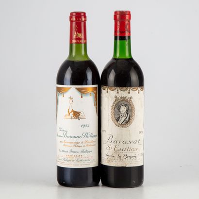 null 2 bouteilles : 1 CHÂTEAU MOUTON BARONNE PHILIPPE 1984 Pauillac, 1 BARONAT 1975...