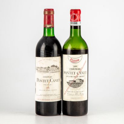 null 2 bouteilles : 1 CHÂTEAU PONTET CANET 1969 5e GC Pauillac (Cruse Négociant),...