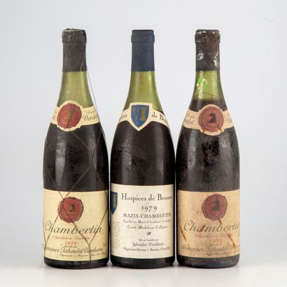 3 bouteilles : 1 CHAMBERTIN 1972 Domaine...