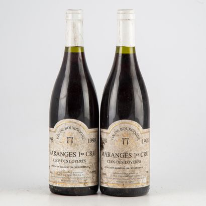 null 2 bouteilles MARANGES 1er Cru 1998 Clos des Loyeres

Étiquettes abimées, sales,...