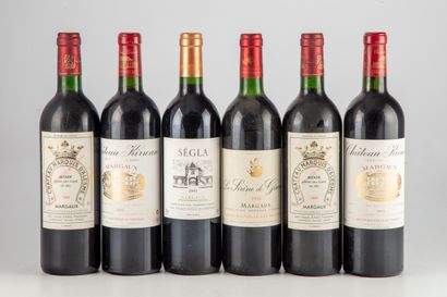 null 6 bottles including: 2 bottles CHATEAU MARQUIS D'ALESME 1996 Margaux GCC (Levels:...