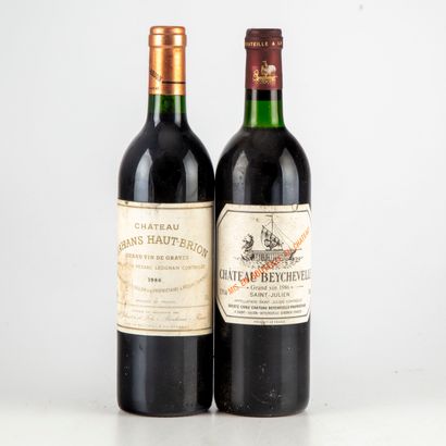 null 2 bouteilles : 1 CHÂTEAU BEYCHEVELLE 1986 4e GC Saint-Julien, 1 CHÂTEAU BAHANS...